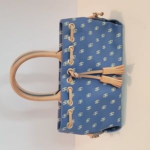 Dooney & Bourke Small Blue Coated Leather Tassel Handbag